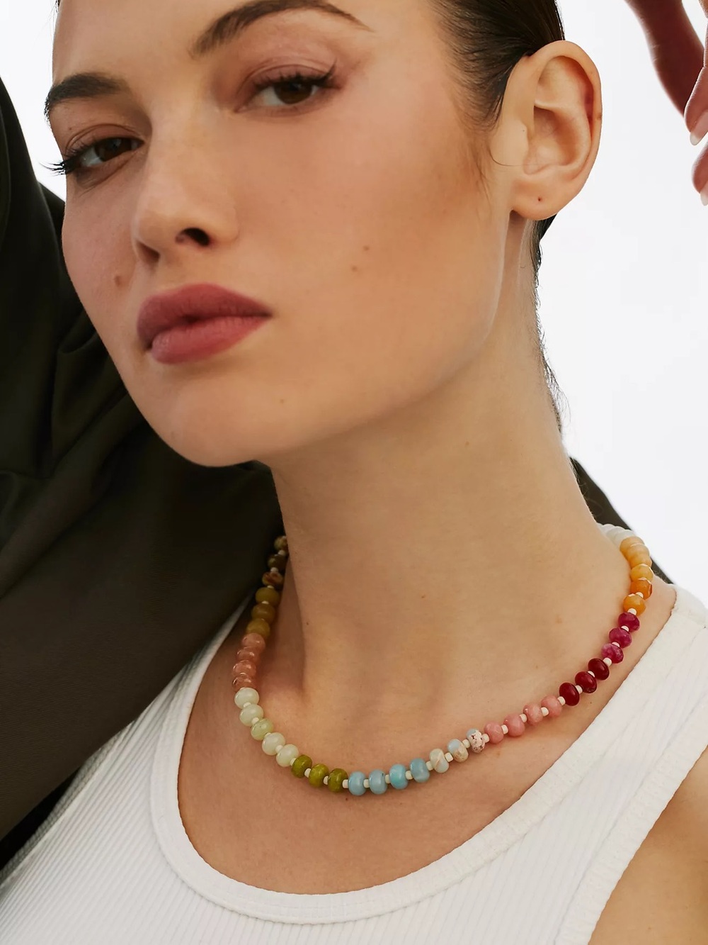 Anthropologie Rainbow Stone Necklace